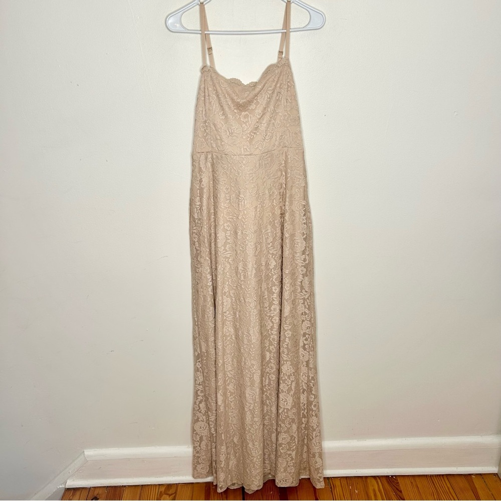 NWT Show Me Your Mumu Lauren Lace Tie Back Maxi Dress Champagne